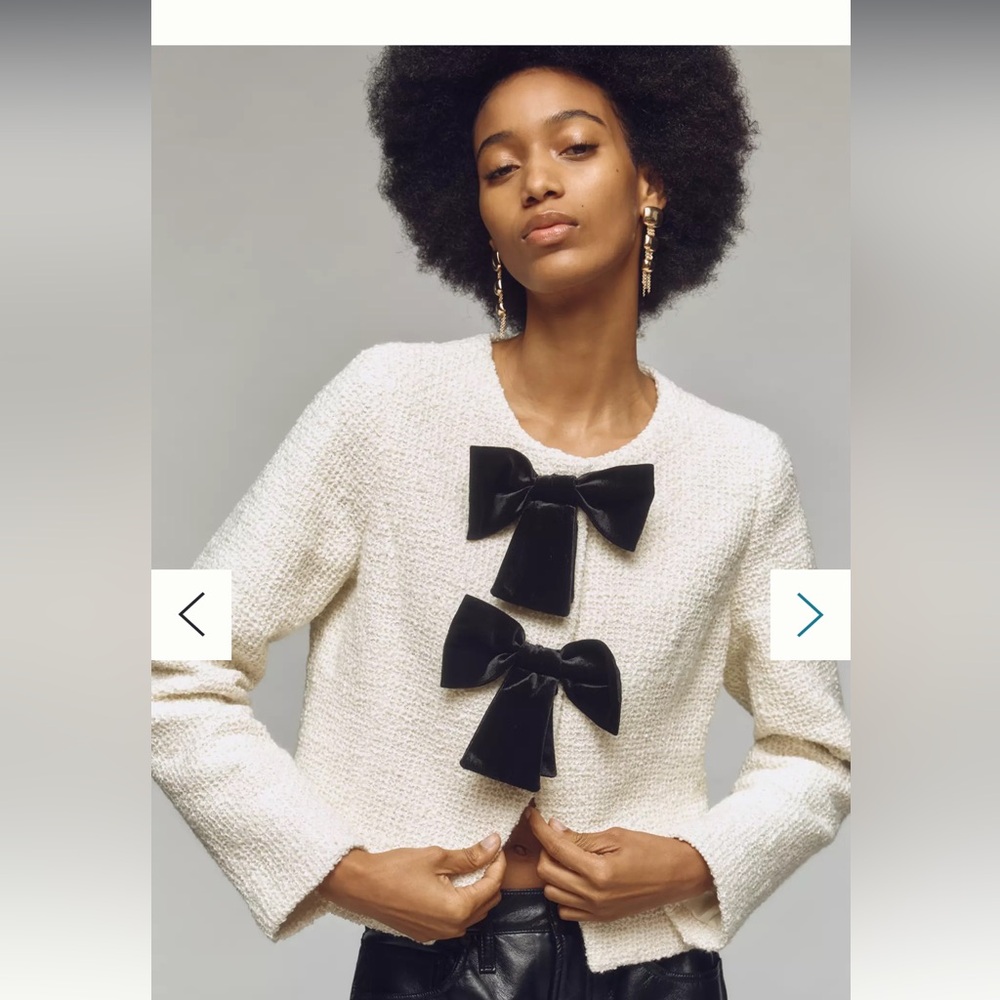 Avec Les Filles Bow Tweed Lady Jacket SMALL